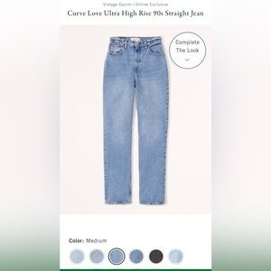 Abercrombie Curve Ultra High Rise 90s Straight Jean - 30 Short - Medium Color